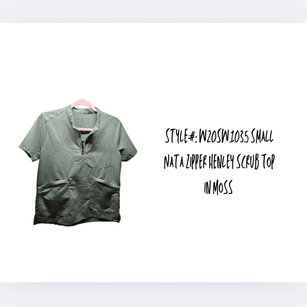 Nata Zip Henley Scrub Top Figs Olive Zipper Scrub Top